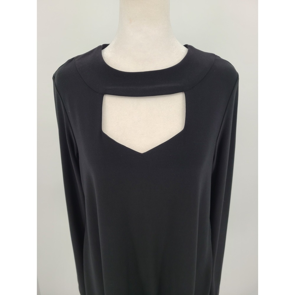 Sympli PeekaBoo Tunic Top 10 Black Stretch Minimalist Neutral Capsule Keyhole - Picture 2 of 11